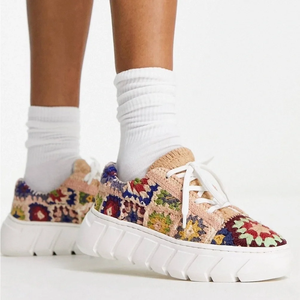 Free People catch me if you can crochet sneakers in multi Size 38